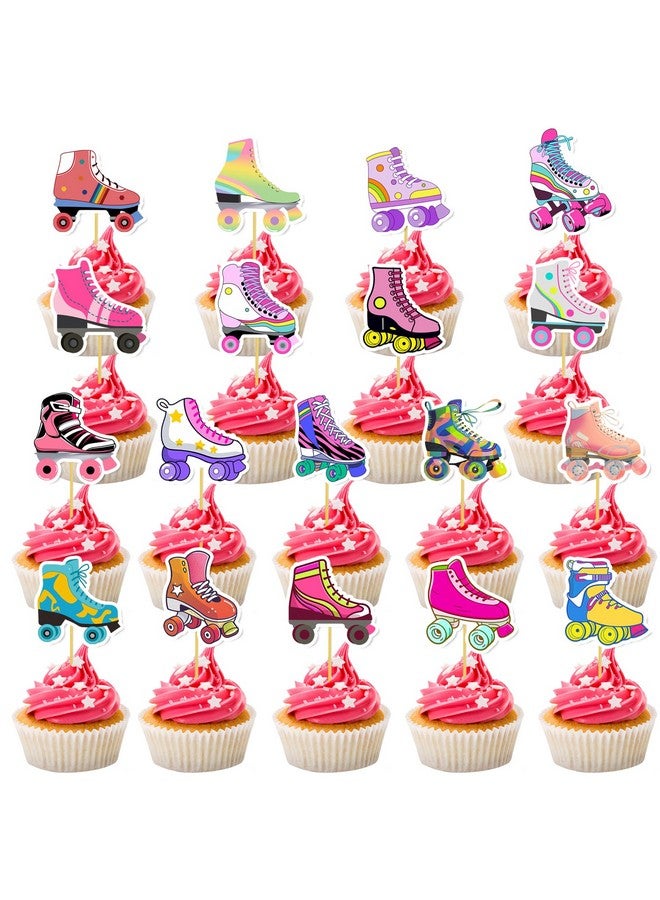 CANIPHA 36Pcs Roller Skate Party Decorations Cupcake Toppers, Colorful Roller Skate Party Decorations Skate Themed Party Birthday Decors, Roller Skate Party Favors for Home Birthday Party Supplies - Image 4
