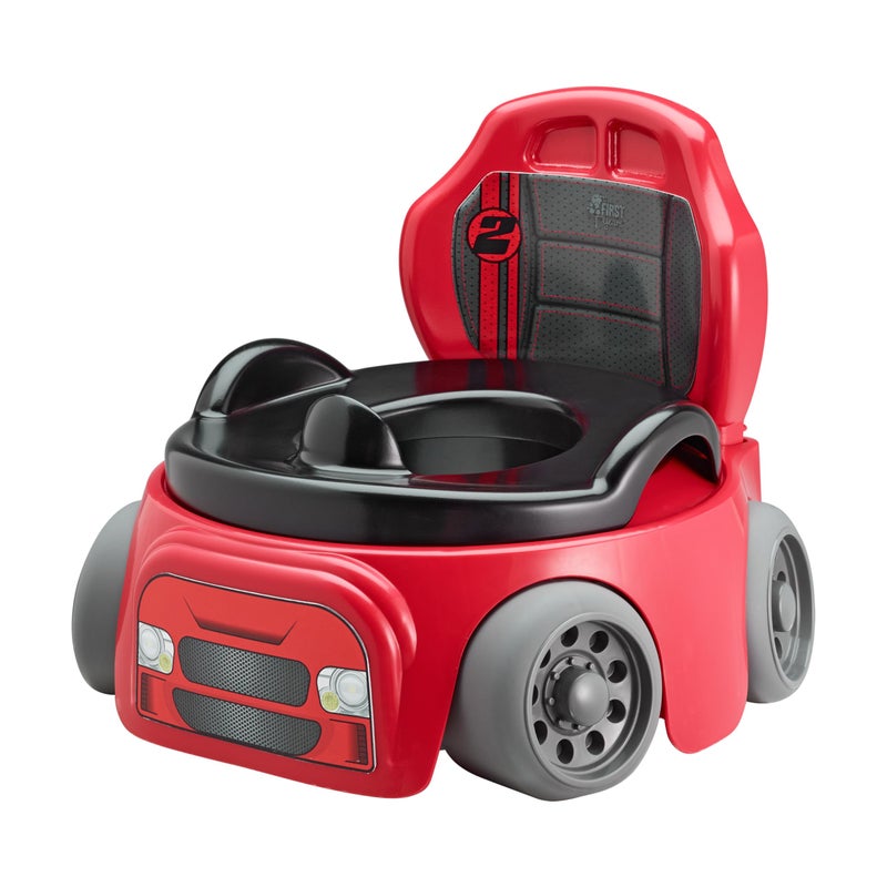 The First Years Training Wheels Racer Potty Training Toilet - Race Car Training Potty - Includes Detachable Toddler Toilet Seat and Kids Potty - Ages 18 Months and Up - Image 1