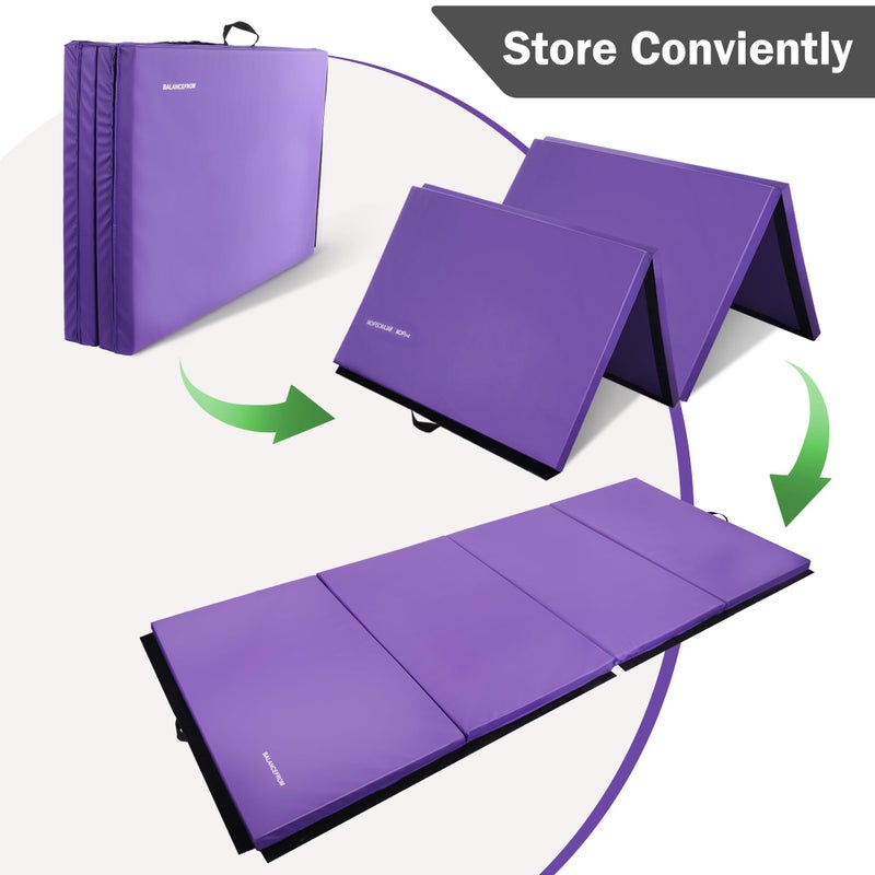 Fitvids Gymnastics Mats for Tumbling, 4'x8'x2" Folding Exercise Gym Mat with Carrying Handles High-Density Anti-Tear Martial Arts Fitness Aerobics Mat for Home Gym Yoga Pilates MMA Core Training, Purple - Image 5