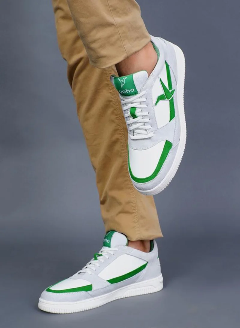 YOHO White Lace Up Logo Detail Sports Sneakers