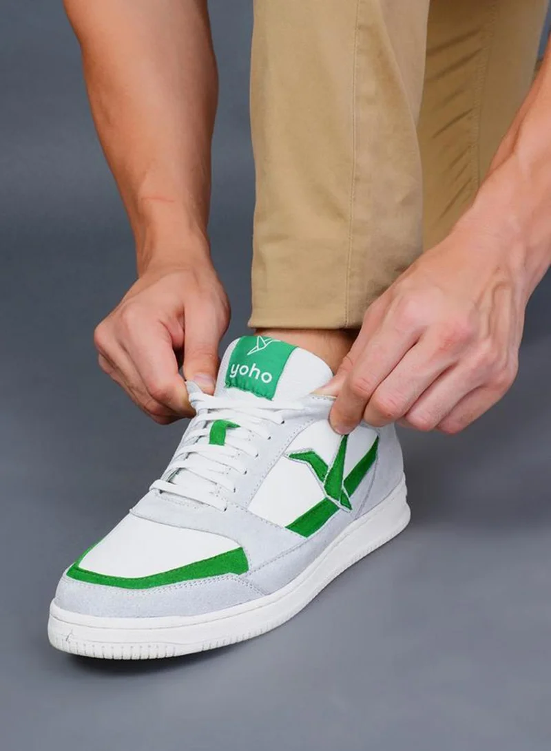 Yoho White White Lace Up Logo Detail Sports Sneakers for Men | Best Price UAE
