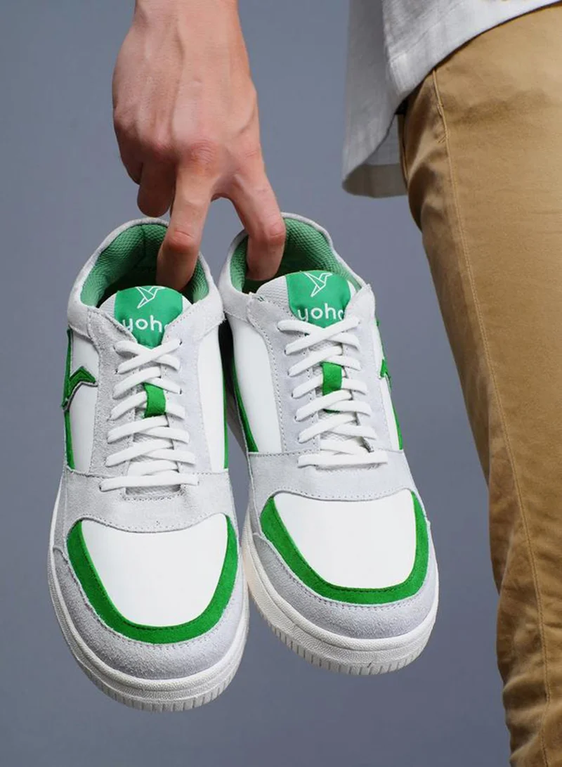 Yoho White White Lace Up Logo Detail Sports Sneakers for Men | Best Price UAE