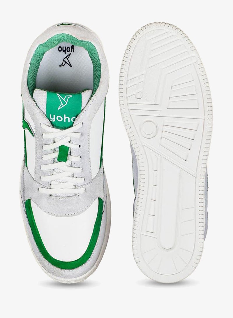 YOHO White Lace Up Logo Detail Sports Sneakers - Image 3
