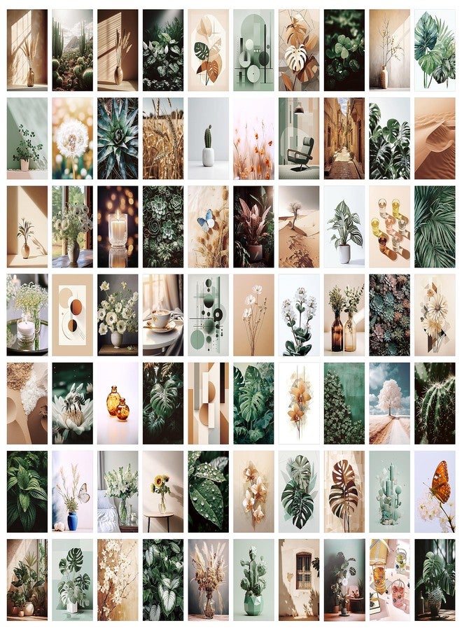 LIIGEMI 70PCS Botanical Wall Collage Kit Aesthetic Pictures, Photo collage kit, Bedroom Decor for Teen Girls, VSCO Girls Bedroom Decor, Aesthetic Posters，70 Set 4x6 Inch (Green) - Image 1