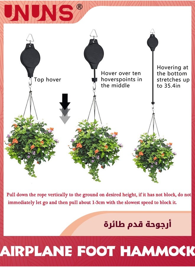 3 Pack Hanging Plant Hook,Retractable Hanging Plant Pulley,Retractable Plant Hanger,Plant Hook Pulleys for Plants Garden Baskets Pots and Birds Feeder,Black
