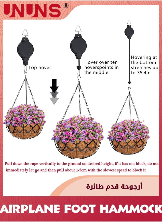 UNUNS 3 Pack Hanging Plant Hook,Retractable Hanging Plant Pulley,Retractable Plant Hanger,Plant Hook Pulleys for Plants Garden Baskets Pots and Birds Feeder,Black  - Image 2