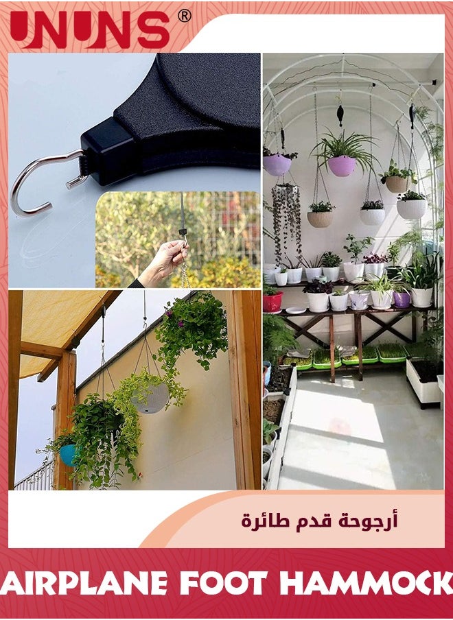 UNUNS 3 Pack Hanging Plant Hook,Retractable Hanging Plant Pulley,Retractable Plant Hanger,Plant Hook Pulleys for Plants Garden Baskets Pots and Birds Feeder,Black  - Image 3