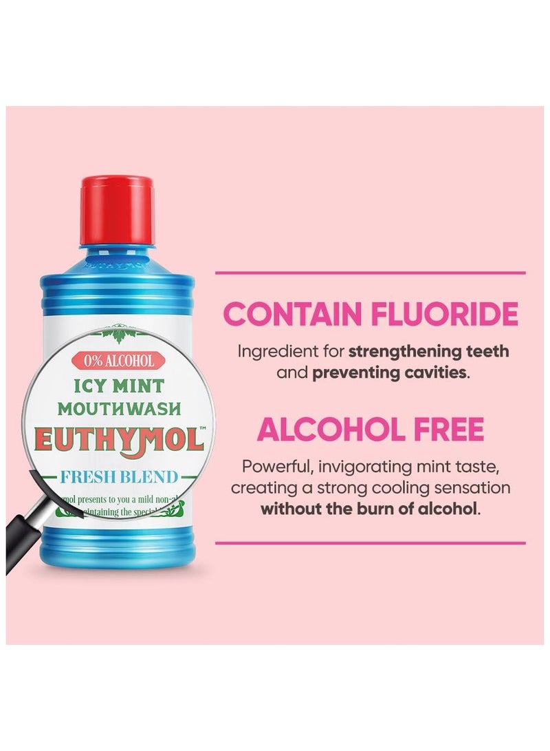 Euthymol Mouthwash ICY Mint 500ml, Contains Fluoride, Alcohol-Free, Distinctive Strong Taste Flavour, Reduce Plaque Gingival Clean Healthy Teeth Gums, Freshens Breath Refreshing Daily Oral Dental Care - Image 2