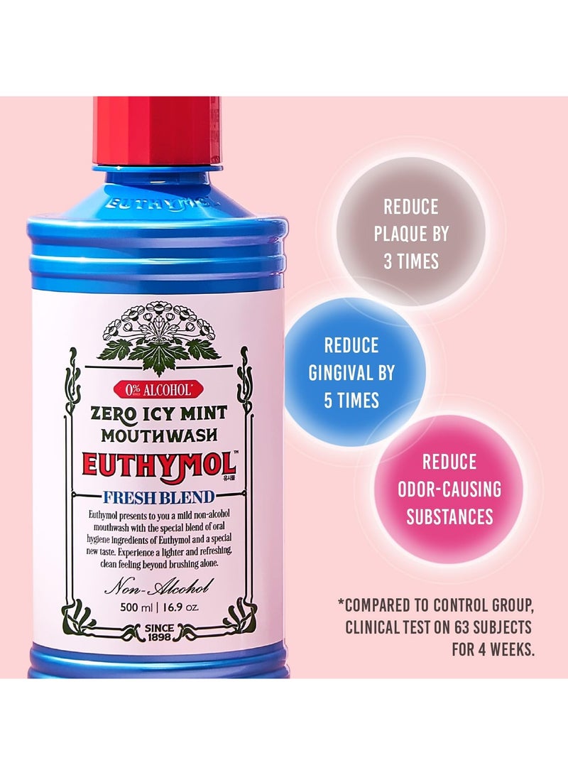 Euthymol Mouthwash ICY Mint 500ml, Contains Fluoride, Alcohol-Free, Distinctive Strong Taste Flavour, Reduce Plaque Gingival Clean Healthy Teeth Gums, Freshens Breath Refreshing Daily Oral Dental Care - Image 5