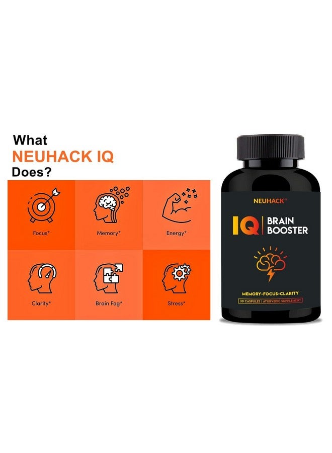 NEUHACK Iq Brain Booster With Ashwagandha & Brahmi: 30 Caps For Memory, Sleep, And Focus - Image 4