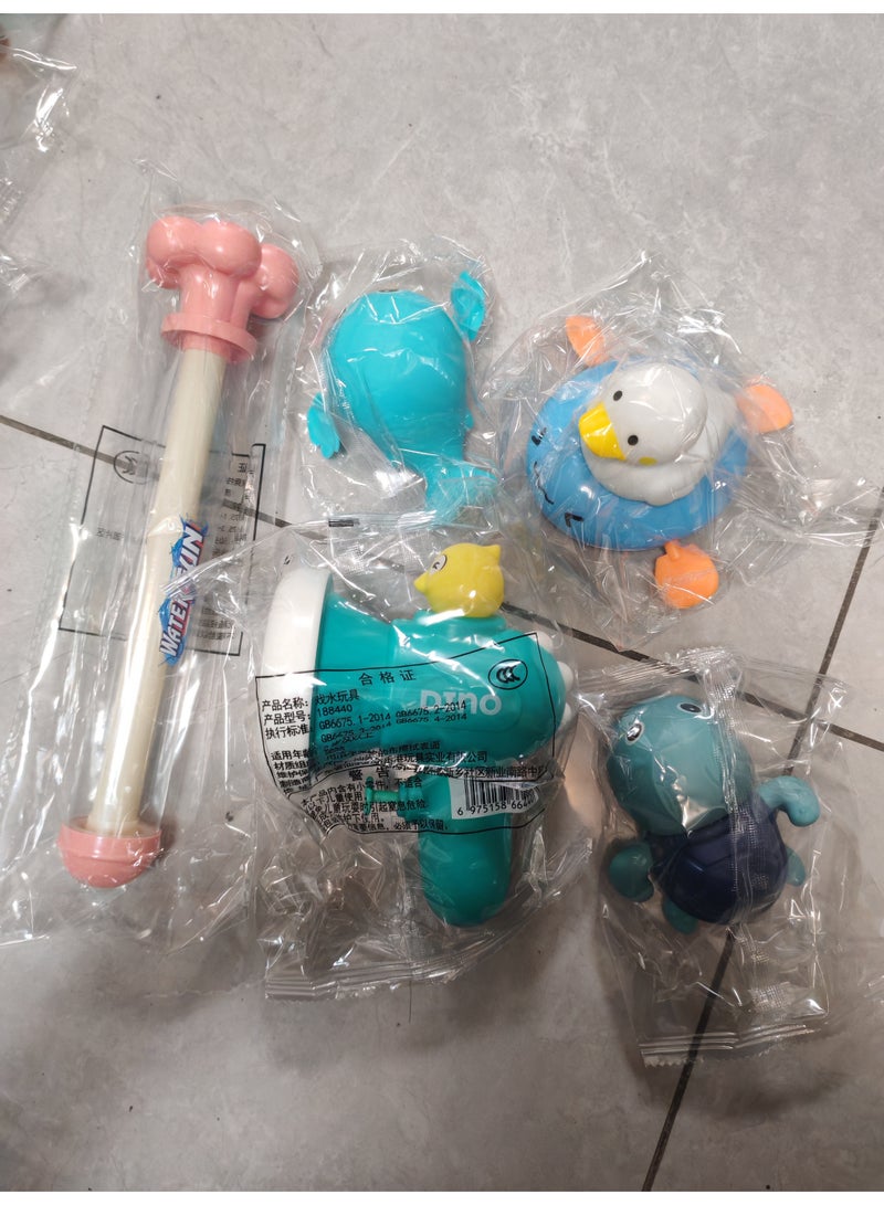5-piece set of children's water play toys, water gun, swimming toy, turtle, swimming toy - Image 1