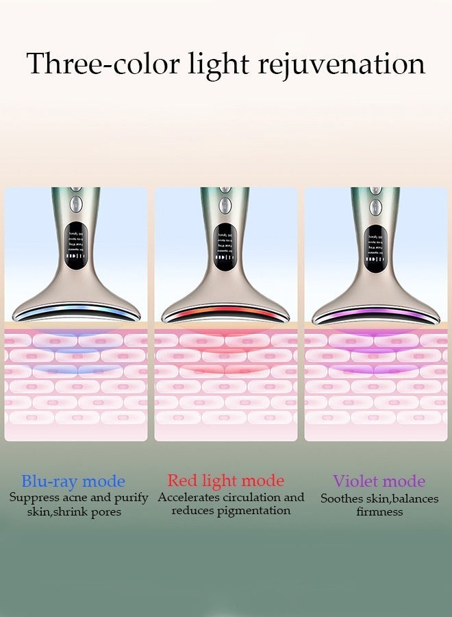 DUNISO Firming Wrinkle Device for Neck Face,with 3 Color Modes, Double Chin Reducer Vibration Massager 45℃ Heat Vibration For Wrinkles Appearance and Skin Care, Tightening, Smooth - Image 4