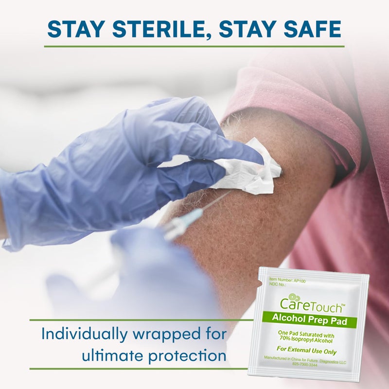 Care Touch Alcohol Wipes Individually Wrapped - Prep Pads with 70% Isopropyl Alcohol, Great for Home, Medical & First Aid Kits Sterilized, Antiseptic 2-Ply Swabs 400 Count - Image 4