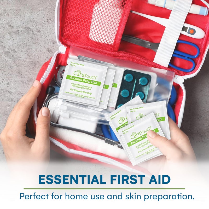 Care Touch Alcohol Wipes Individually Wrapped - Prep Pads with 70% Isopropyl Alcohol, Great for Home, Medical & First Aid Kits Sterilized, Antiseptic 2-Ply Swabs 400 Count - Image 2