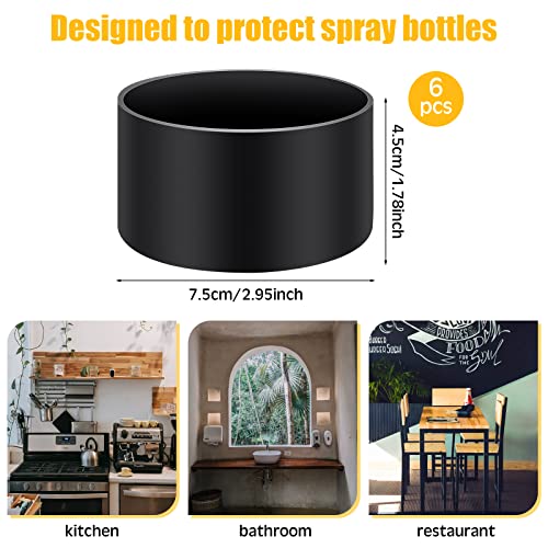 Zubebe 6 Pcs Silicone Bottle Boot Protective Silicone Sleeve Bottom Washable Rubber Base Accessories Non Slip Cosmetic Spray Bottom Cover for 16 oz Spray Bottles, 12 to 24 oz Water Bottles, Black - Image 2