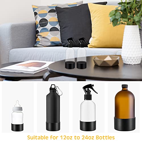Zubebe 6 Pcs Silicone Bottle Boot Protective Silicone Sleeve Bottom Washable Rubber Base Accessories Non Slip Cosmetic Spray Bottom Cover for 16 oz Spray Bottles, 12 to 24 oz Water Bottles, Black - Image 4