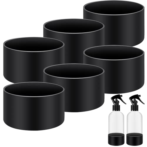 Zubebe 6 Pcs Silicone Bottle Boot Protective Silicone Sleeve Bottom Washable Rubber Base Accessories Non Slip Cosmetic Spray Bottom Cover for 16 oz Spray Bottles, 12 to 24 oz Water Bottles, Black - Image 1