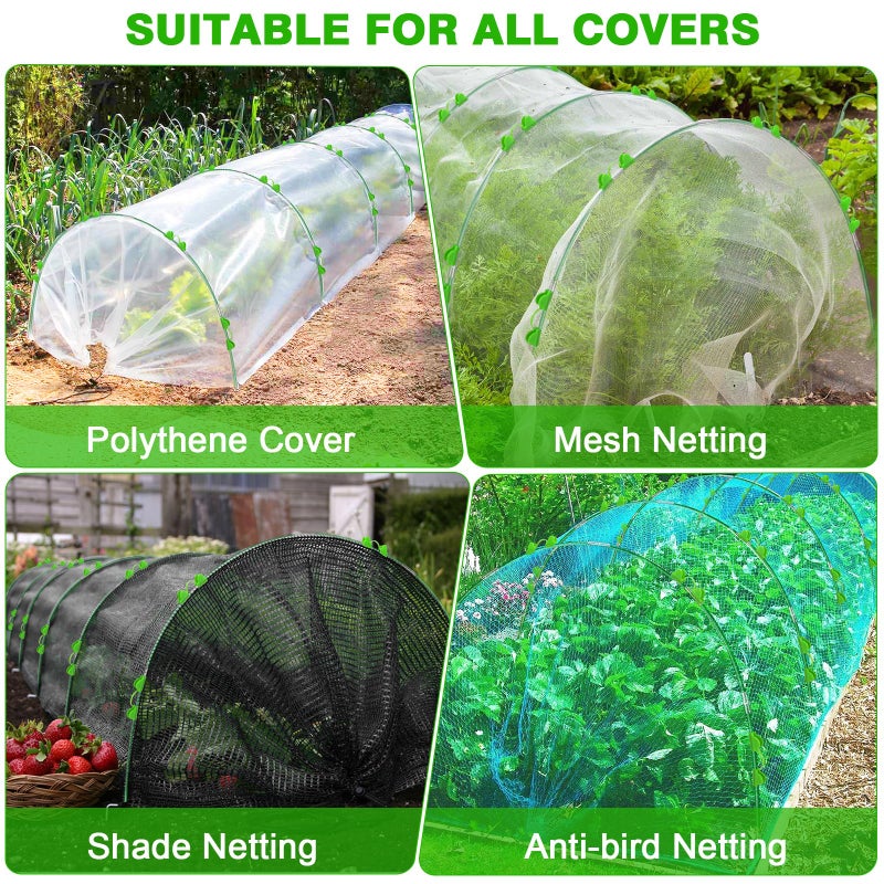 FuBegi Garden Hoops for Raised Beds Row Cover, 36pcs 8ft Greenhouse Garden Grow Tunnel Netting Hoops, Greenhouse Support Hoops Garden Bed Hoops, Flexible Fiberglass DIY Hoops for Outdoor Plant, 24pcs Clips - Image 4