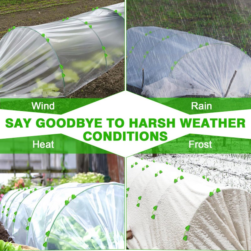 FuBegi Garden Hoops for Raised Beds Row Cover, 36pcs 8ft Greenhouse Garden Grow Tunnel Netting Hoops, Greenhouse Support Hoops Garden Bed Hoops, Flexible Fiberglass DIY Hoops for Outdoor Plant, 24pcs Clips - Image 5
