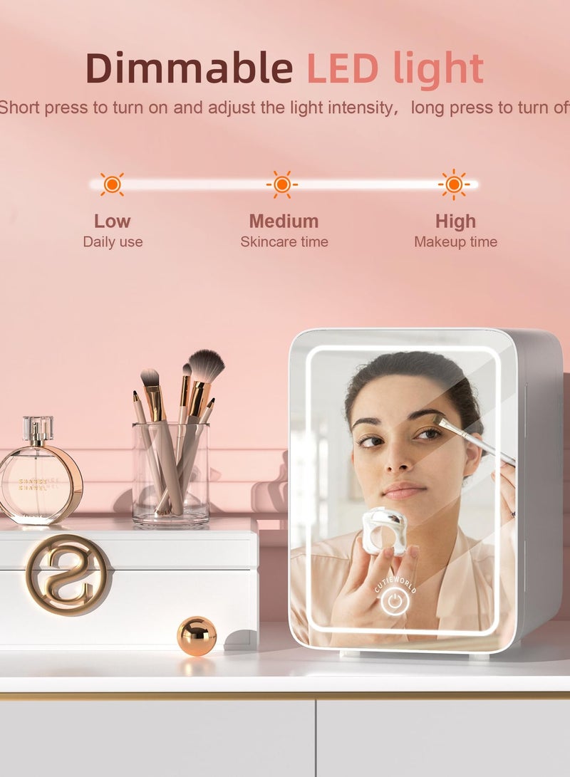 Joshberg Skincare Fridge With Dimmable LED Light Mirror, 4L Makeup Mini Fridge for Bedroom, Car, Office & Dorm, Cooler & Warmer, Portable Small Refrigerator for Cosmetics, Skin Care and Food, White - Image 3