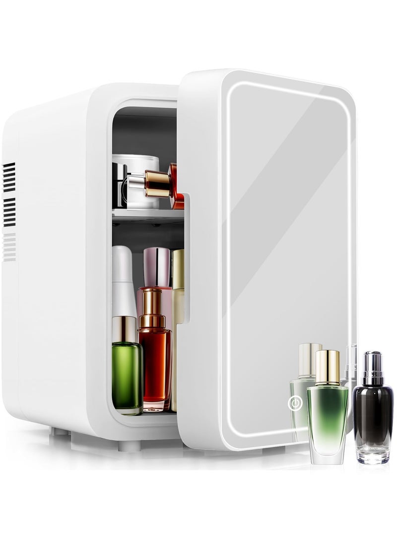 Joshberg Skincare Fridge With Dimmable LED Light Mirror, 4L Makeup Mini Fridge for Bedroom, Car, Office & Dorm, Cooler & Warmer, Portable Small Refrigerator for Cosmetics, Skin Care and Food, White - Image 1