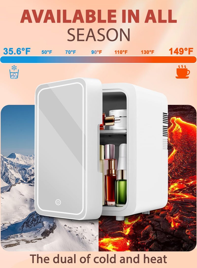 Joshberg Skincare Fridge With Dimmable LED Light Mirror, 4L Makeup Mini Fridge for Bedroom, Car, Office & Dorm, Cooler & Warmer, Portable Small Refrigerator for Cosmetics, Skin Care and Food, White - Image 2