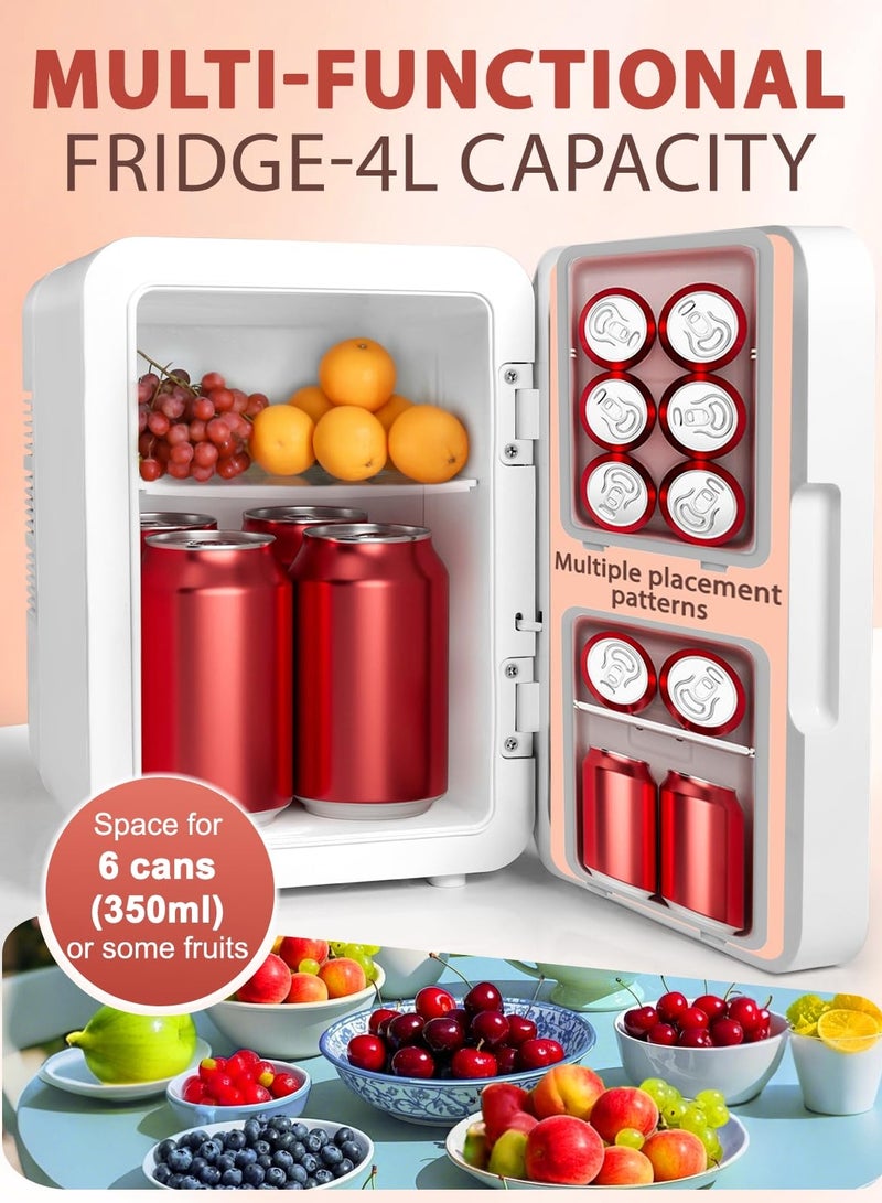 Joshberg Skincare Fridge With Dimmable LED Light Mirror, 4L Makeup Mini Fridge for Bedroom, Car, Office & Dorm, Cooler & Warmer, Portable Small Refrigerator for Cosmetics, Skin Care and Food, White - Image 4