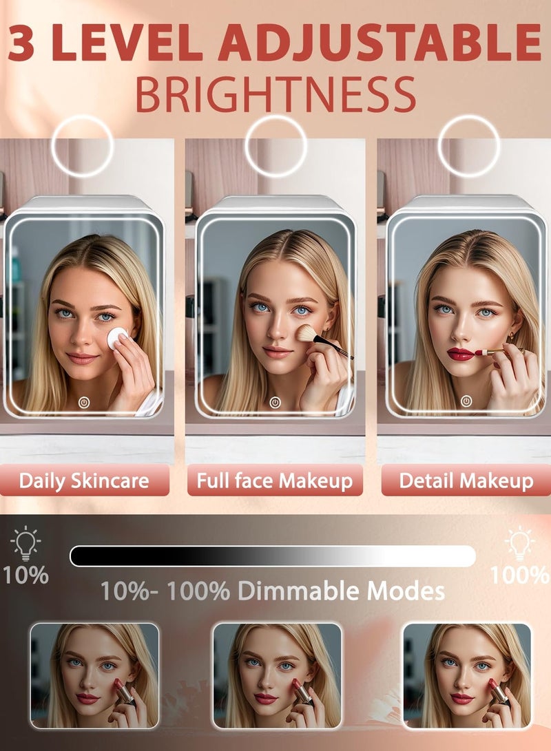 Joshberg Skincare Fridge With Dimmable LED Light Mirror, 4L Makeup Mini Fridge for Bedroom, Car, Office & Dorm, Cooler & Warmer, Portable Small Refrigerator for Cosmetics, Skin Care and Food, White - Image 5