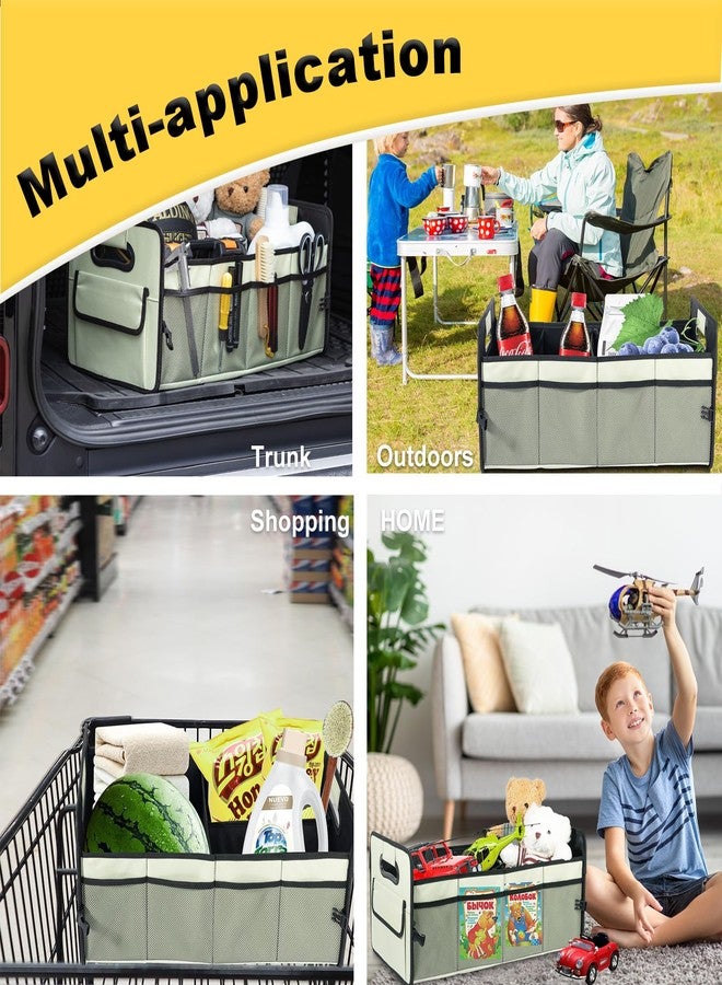 JiatuA Car Trunk Organizer, Car Organizers and Storage Collapsible Multi Compartment Container Box, Adjustable Car Accessories for SUV Sedan Truck, Standard Size, Light Green - Image 4