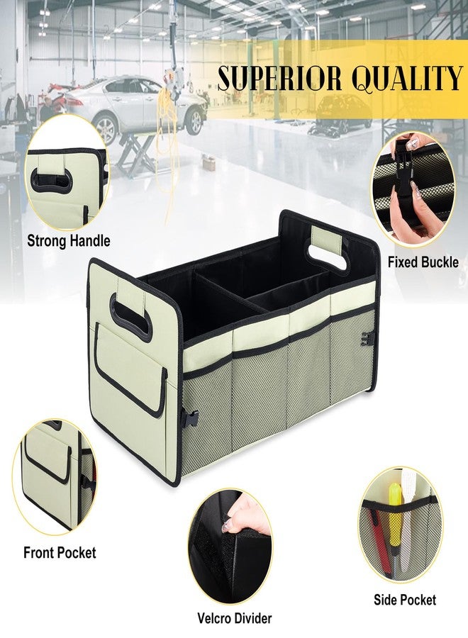 JiatuA Car Trunk Organizer, Car Organizers and Storage Collapsible Multi Compartment Container Box, Adjustable Car Accessories for SUV Sedan Truck, Standard Size, Light Green - Image 3