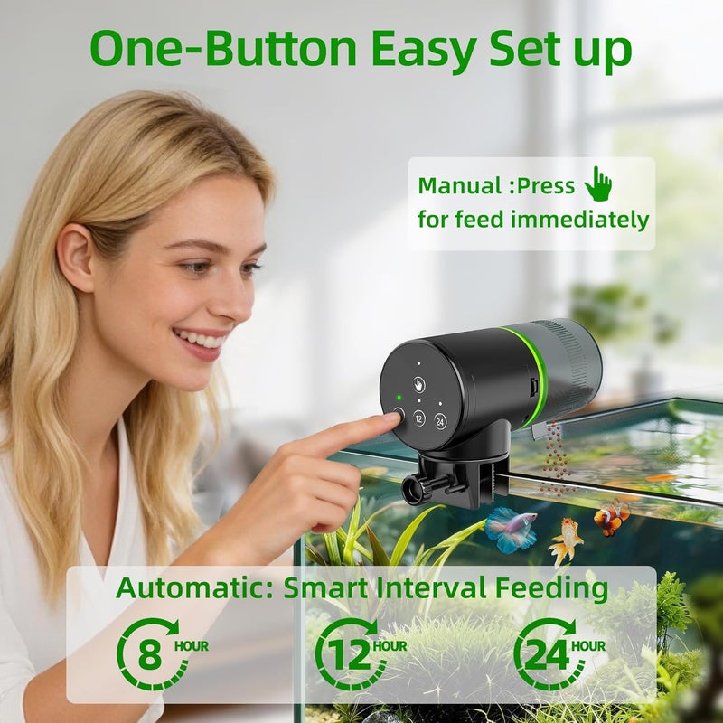 FREESEA Aquarium Automatic Fish Feeder: Vacation Timer Feeder for Fish Tank Electric Adjustable Auto Fish Food Dispenser 0.05 Gal & Two Fixed Methods - Image 2