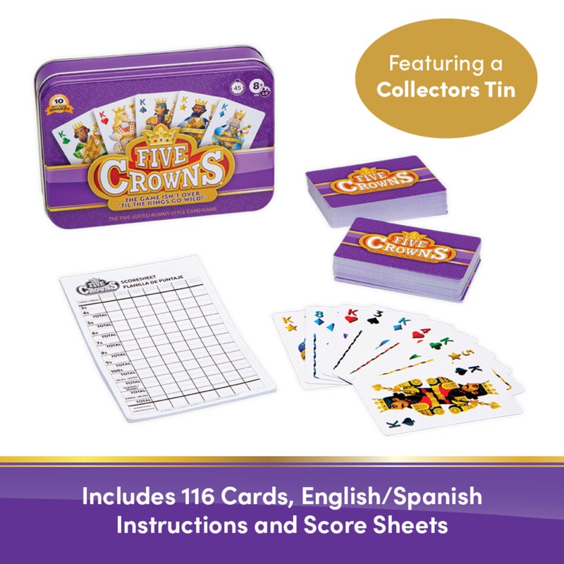 PlayMonster Five Crowns Collectible Tin – Card Game for Kids and Adults, Family Game Night, The Game isn’t Over Until the Kings Go Wild!, 5 Suited Rummy Style Card Game, 1-7 Players, Ages 8+ - Image 2