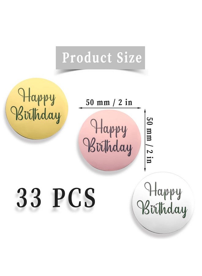 AIEX 33pcs Acrylic Happy Birthday Topper, Acrylic Happy Birthday Disc Mirror Acrylic Cupcake Toppers Mini Acrylic Cupcake Toppers Custom Cake Topper Name (Gold, Silver and Rose Gold, Round) - Image 2
