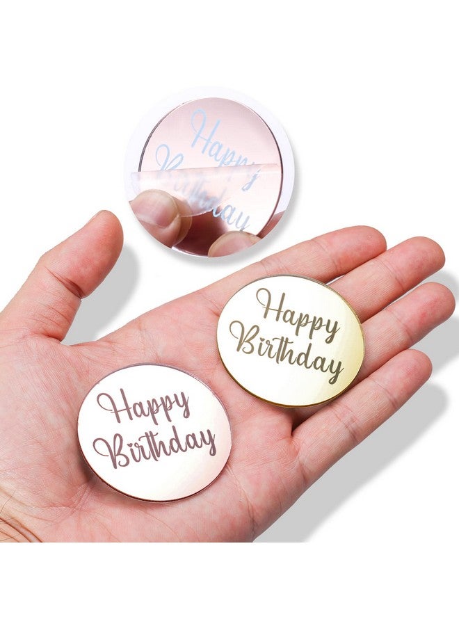 AIEX 33pcs Acrylic Happy Birthday Topper, Acrylic Happy Birthday Disc Mirror Acrylic Cupcake Toppers Mini Acrylic Cupcake Toppers Custom Cake Topper Name (Gold, Silver and Rose Gold, Round) - Image 3
