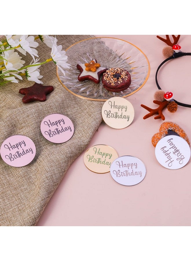 AIEX 33pcs Acrylic Happy Birthday Topper, Acrylic Happy Birthday Disc Mirror Acrylic Cupcake Toppers Mini Acrylic Cupcake Toppers Custom Cake Topper Name (Gold, Silver and Rose Gold, Round) - Image 4