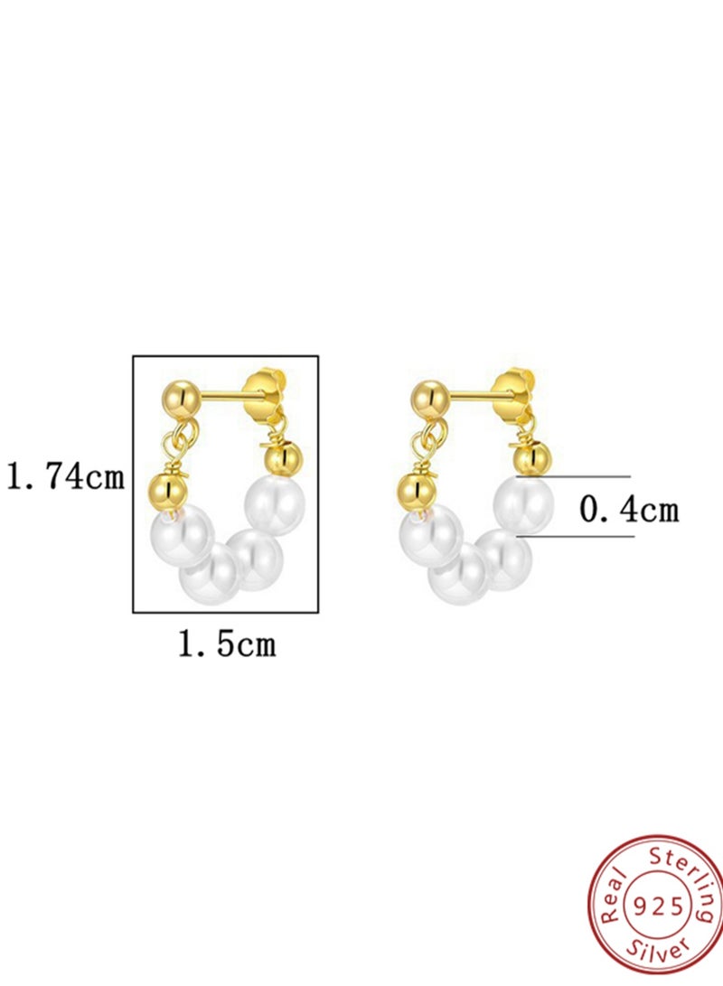 زوج من 925 الفضة الاصطناعية اللؤلؤ أقراط هدية مربع، عصرية وأنيقة هدية عيد الأم، مزاجه وفتاة تنوعا - Image 4