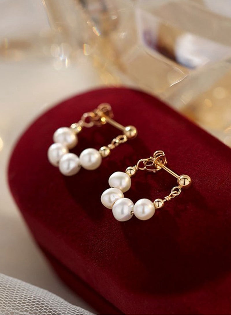 زوج من 925 الفضة الاصطناعية اللؤلؤ أقراط هدية مربع، عصرية وأنيقة هدية عيد الأم، مزاجه وفتاة تنوعا - Image 1