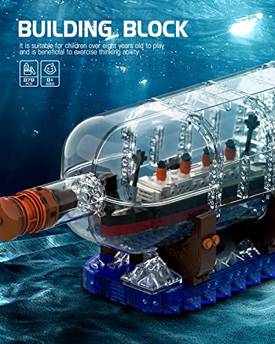 dOvOb Titanic Ship in a Bottle Building Blocks Set, Creative Collectible Display Model Set, Great Idea Gift Toy for Adults and Kids(878 PCS) - Image 4