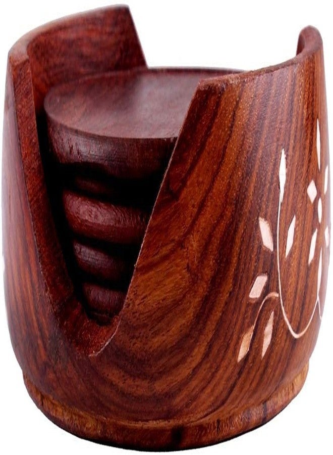 MITRIA TRADERS Wooden Beautifull Round Shape Design Tea Coffee Coaster Set Cocktail//Drink//Home//Table//Room Decor SHOWPIECE//Decorative Item//Living Room/SHOWPIECE//Office/ - Image 1