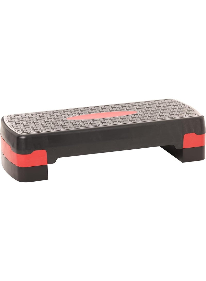 MD Stay Fit Adjustable Aerobic Step Platform with 2 Height Levels 10cm and 15cm Fitness Stepper 68x28cm Red - Image 3