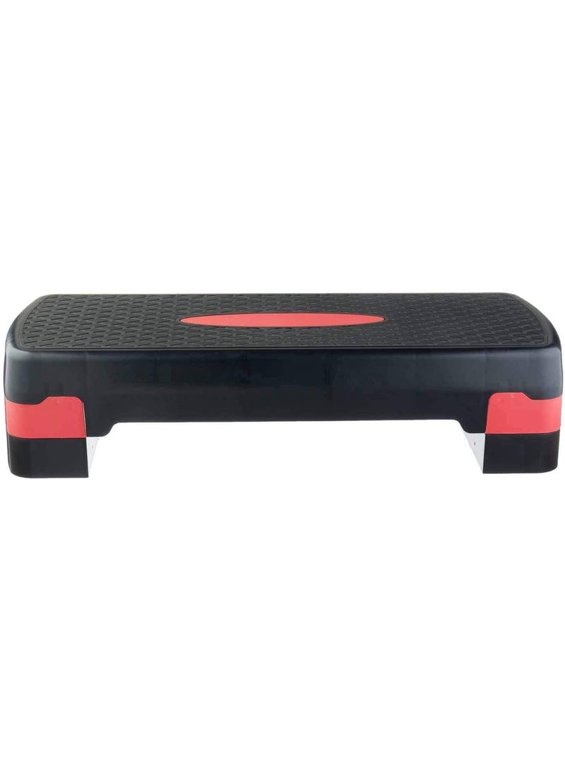 MD Stay Fit Adjustable Aerobic Step Platform with 2 Height Levels 10cm and 15cm Fitness Stepper 68x28cm Red - Image 2
