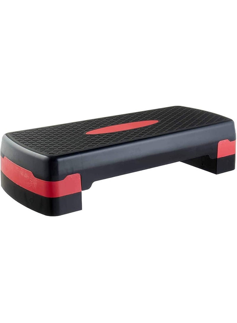 MD Stay Fit Adjustable Aerobic Step Platform with 2 Height Levels 10cm and 15cm Fitness Stepper 68x28cm Red - Image 1