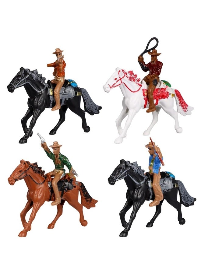 Toddmomy Riding Horse Figurine 4Pcs Action Figure Western Figurines Toys Horse Toys Plastic Horse with Rider for Kids Toddlers Farm Animal Collection - Image 3