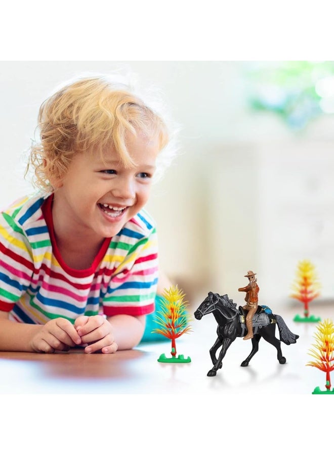 Toddmomy Riding Horse Figurine 4Pcs Action Figure Western Figurines Toys Horse Toys Plastic Horse with Rider for Kids Toddlers Farm Animal Collection - Image 4