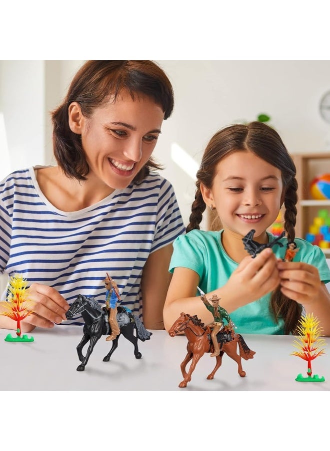 Toddmomy Riding Horse Figurine 4Pcs Action Figure Western Figurines Toys Horse Toys Plastic Horse with Rider for Kids Toddlers Farm Animal Collection - Image 5