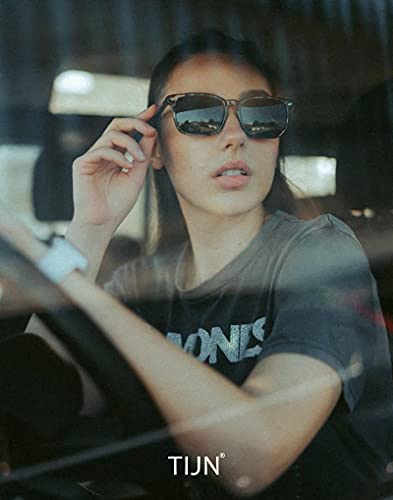 TIJN Polarized Sunglasses for Womens and Mens,Classic Square Frames Shades for UV Protection,Trendy Sunnies(Leopard/Grey) - Image 2