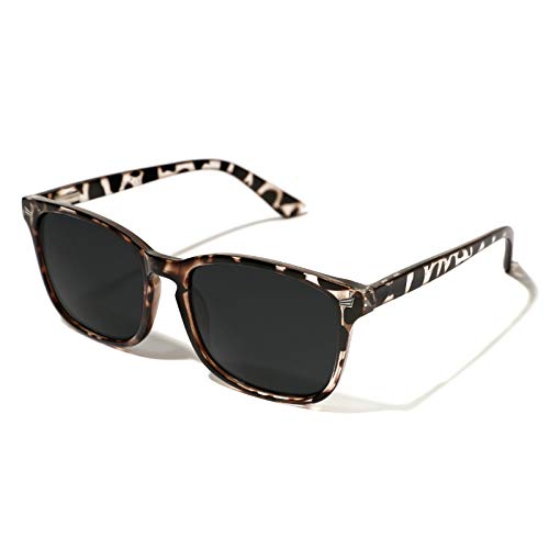 TIJN Polarized Sunglasses for Womens and Mens,Classic Square Frames Shades for UV Protection,Trendy Sunnies(Leopard/Grey) - Image 1