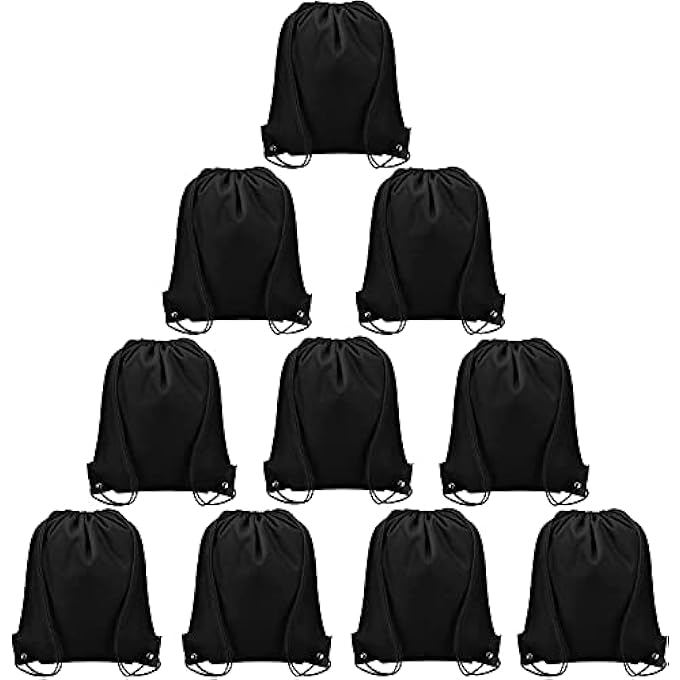 Vorspack Drawstring Backpacks Bulk 10 Pieces String Bags Customized Bags for Party Gym Sport Trip  Black - Image 1