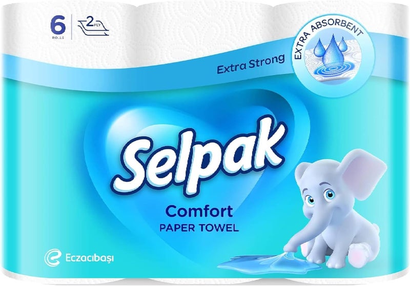 Selpak 2 Ply Kitchen Paper Towel 6 Rolls 90 Sheets - Image 3