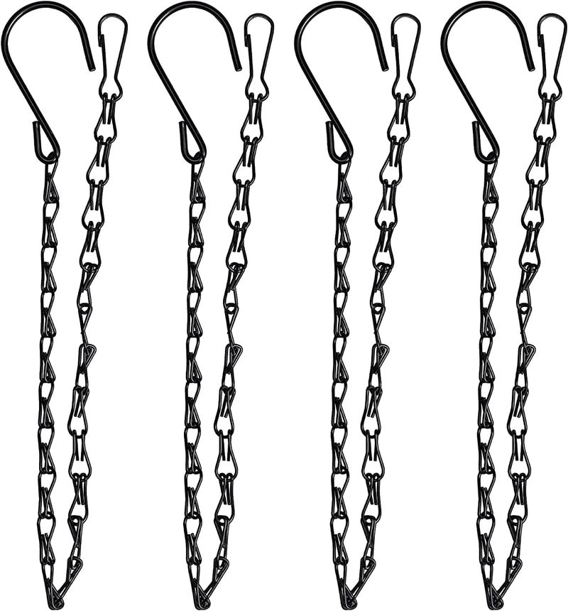 XDW-GIFTS 4-Pack 25.5 Inch Hanging Chain with Hooks for Hanging Bird Feeders, Birdbaths, Planters, Lanterns, Wind Chimes, Baskets, Billboards, Decorative Ornaments, Outdoor Indoor Use (Black) - Image 1